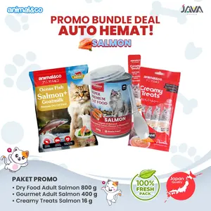 Paket Auto Hemat Salmon Makanan kucing Premium Snack Kucing Premium Creamy Treat Premium kucing Paket Super Hemat Murah Meriah