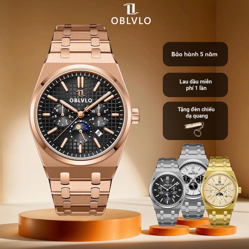 ĐỒNG HỒ NAM OBLVLO TM-MUT PRX| TẶNG 1 LẦN LAU DẦU MIỄN PHÍ, TẶNG 1 ĐÈN CHIẾU DẠ QUANG