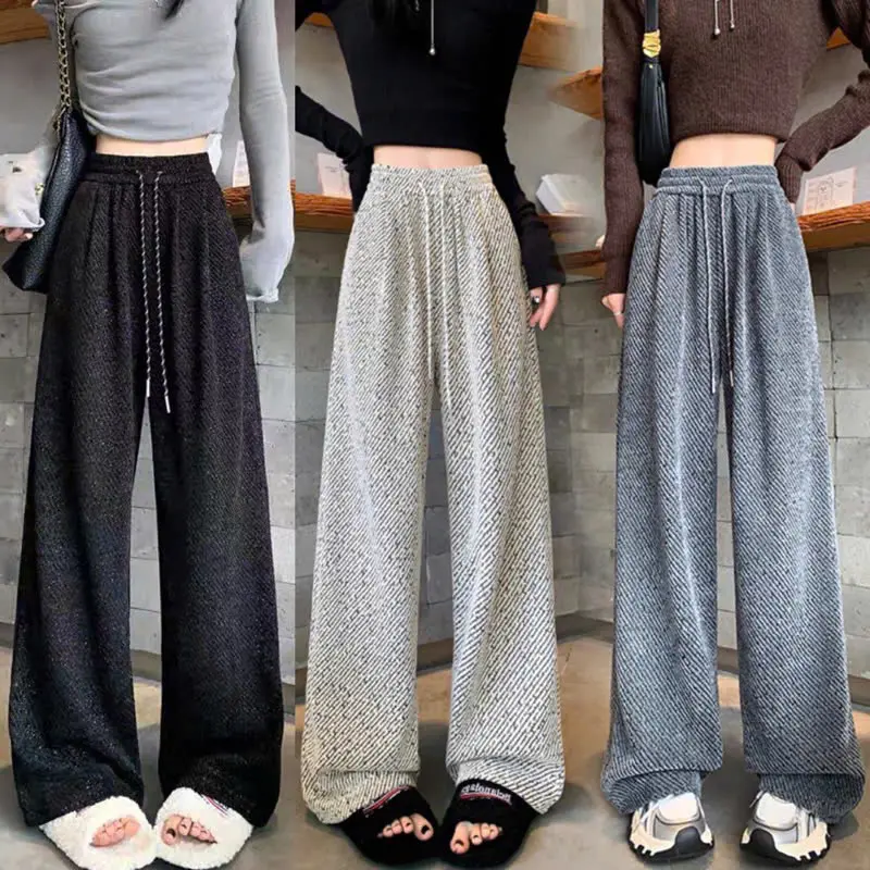 Quần Ống Rộng Nữ Vải Dạ Nhung Cao Cấp Mẫu Mới Mặc Xinh Tôn Dáng Chất Nỉ Dạ Xịn Dày Dặn Mắc Ấm m666