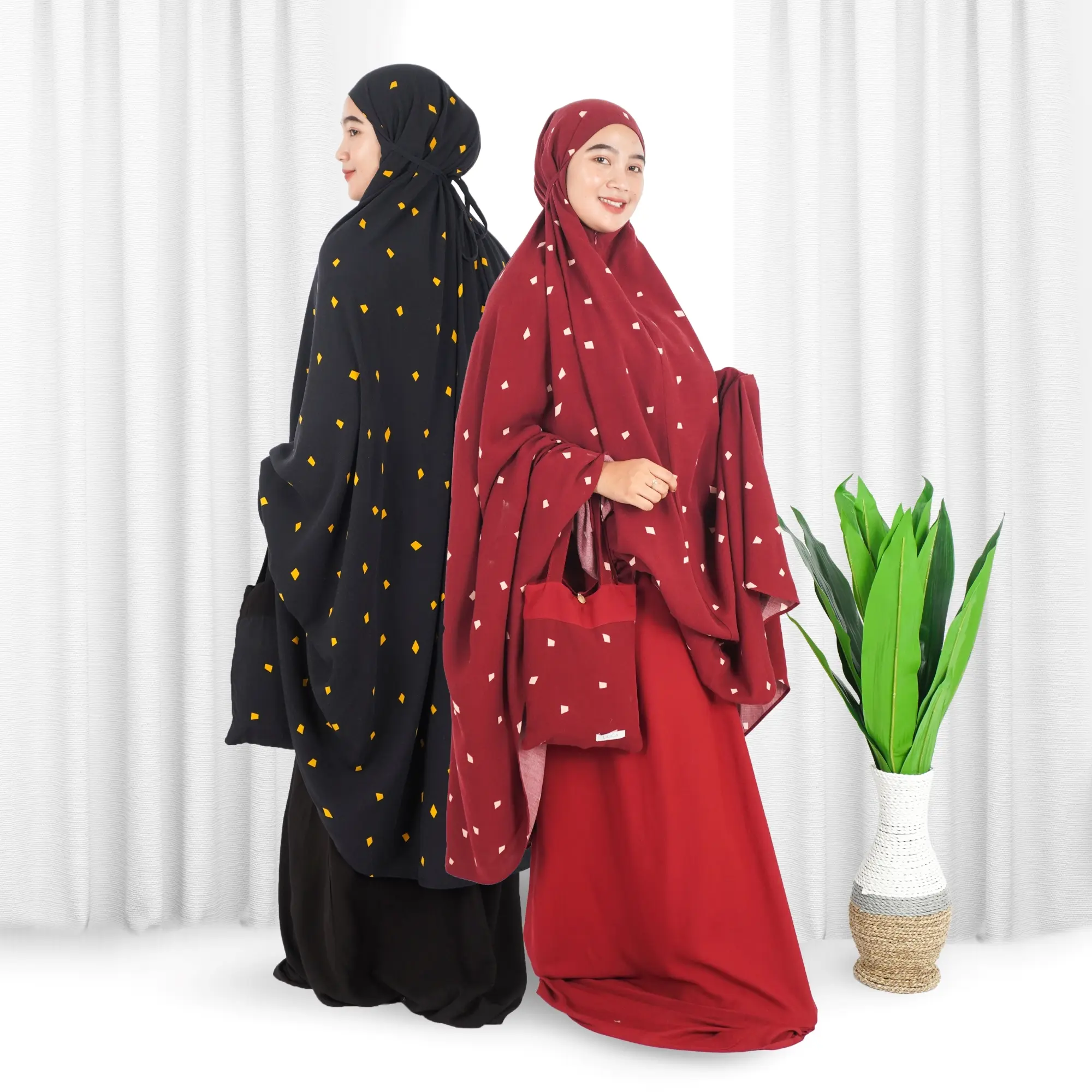 Mukena Laica Kombinasi Rayon Raya 2in1 All Size Atasan Bawahan Cantik Fit Panjang Muslim Dewasa Traveling Motif