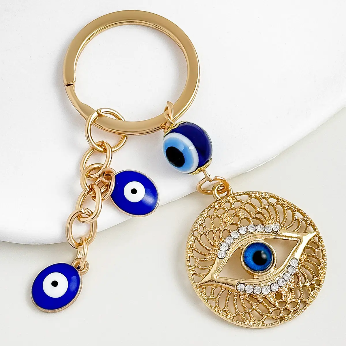 Brilliant Diamond Encrusted Blue Eyes Demon Eye Tassel Keychain Turkish ...