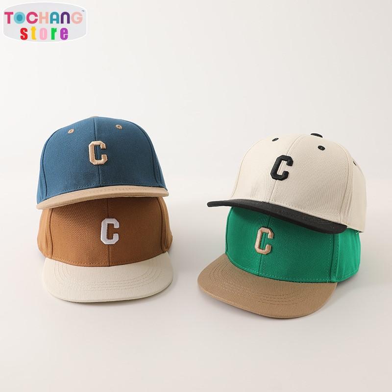 Mũ lưỡi trai cho bé nón hiphop snapback cho bé từ 2-7 tuổi họa tiết chữ C vải cotton kaki