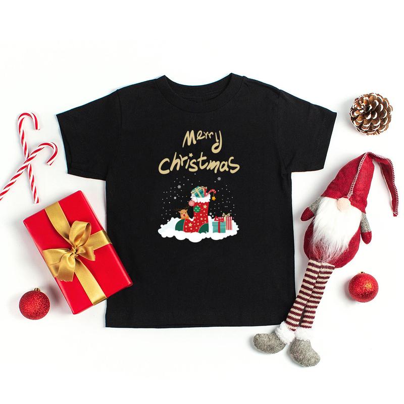 Product Introduction of Merry Christmas Family T-Shirts Daddy Mommy and Me T-Shirt Baby Boysuit Family Matching Christmas Stocking Printed Party Clothes 5