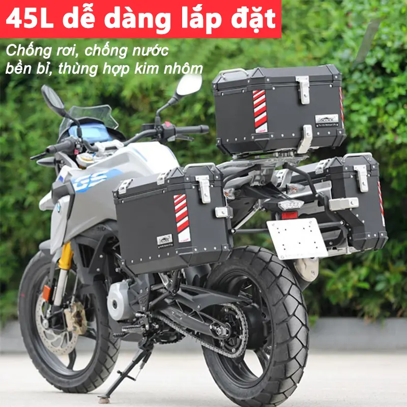 Thùng Nhôm Xe Máy 45L/57L/65L Chính Hãng VetaBox Full Đế, Lót Thùng, Tựa lưng (Chung nhà máy Motowolf) 2