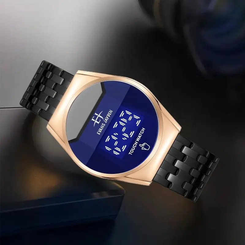 DISKON jam tangan   Evans Jayden Jam Tangan Pria 9954 Rantai Stainless Steel Digital Touch Screen Sapphire Glass Water Resistant 3ATM Kaca Watches 3