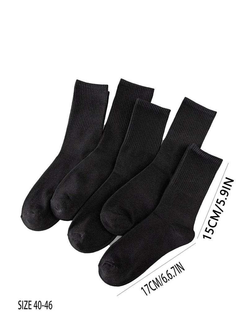 Product Introduction of Men's 5 Pairs Solid Crew Socks, Low Cut Comfy Breathable Mid-calf Socks for Daily Wear, Men's Socks & Hosiery for All Seasons 6