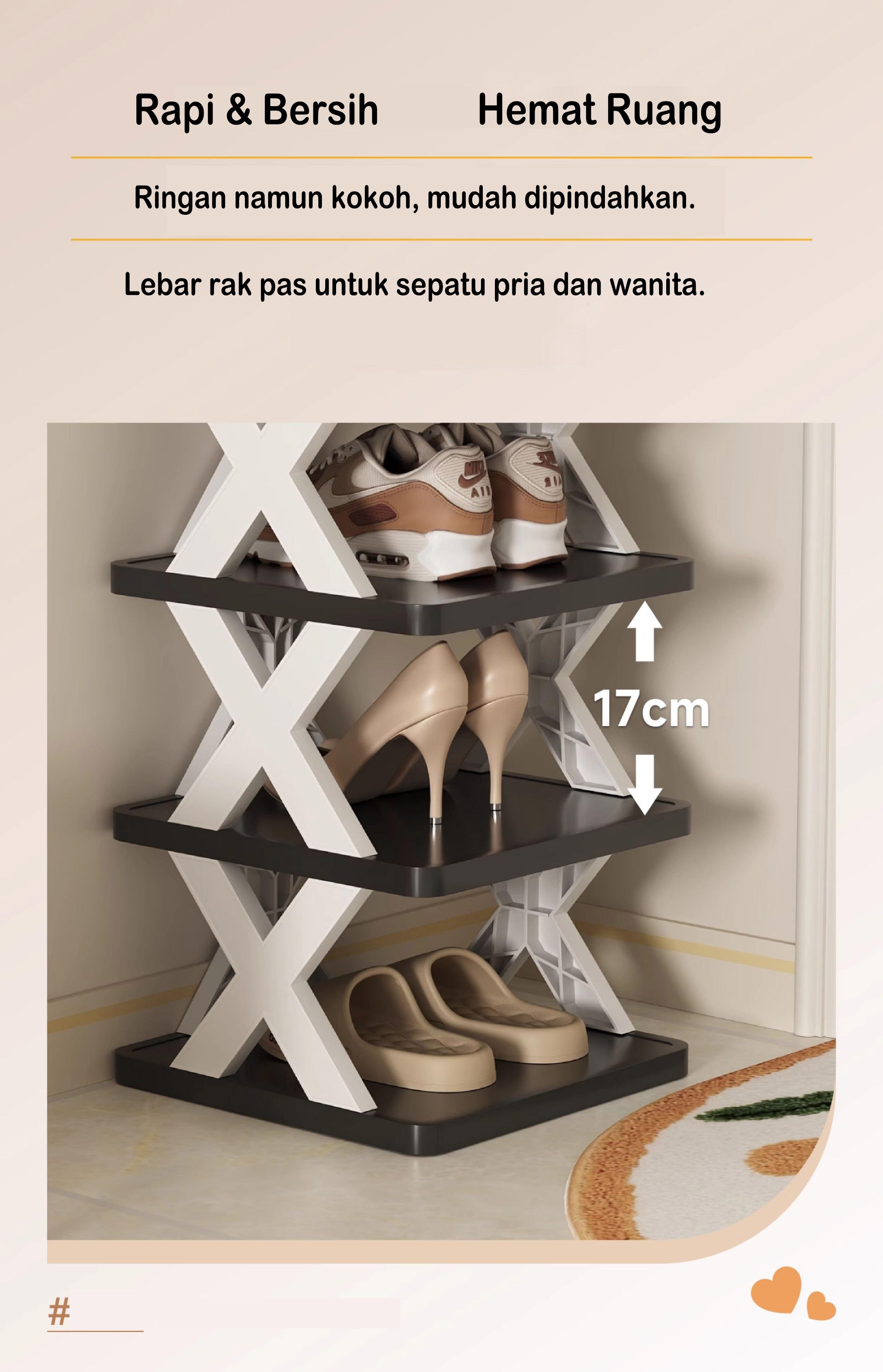 LIVO HOME Rak Sepatu X 7/9 Susun Livo Home Viral Zigzag Material Plastik PP Ringan & Kokoh Pilihan 4-9 Tingkat Mudah Dipasang Gratis Ongkir