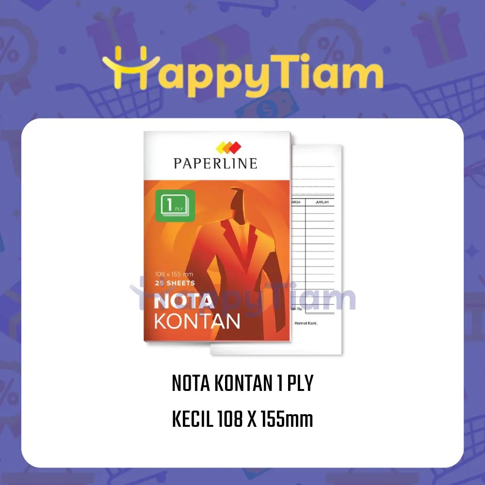NOTA KONTAN 1 PLY KECIL 50 LEMBAR PAPERLINE BUKU KWITANSI K1 Putih