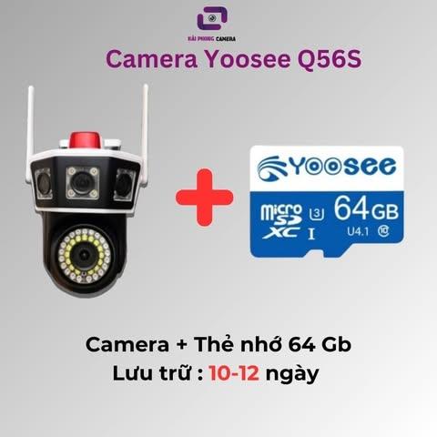 [ Bảo hành 12 tháng] Camera Yoosee Q56S- 4 mắt 3khung hình- Xoay 360 độ ngang- 120 độ dọc- Chống nước chống mưa-  Đàm thoại gọi điện 2 chiều- Hình ảnh 15.0 mpx nhìn siêu nét- Trợ sáng ban đêm có màu rõ nét như ban ngày- Hải Phong Camera 2