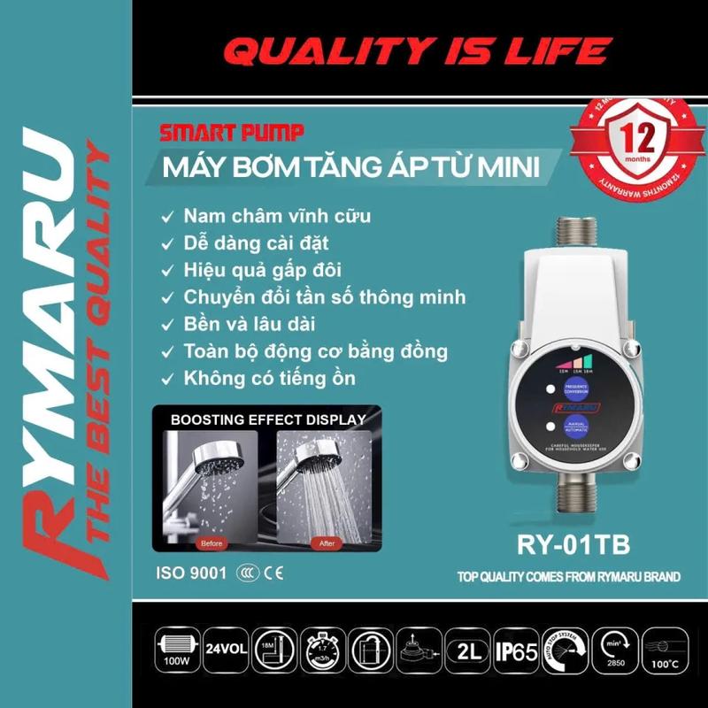 Máy bơm tăng áp mini RYMARU RY-01TB cho áp lực cao