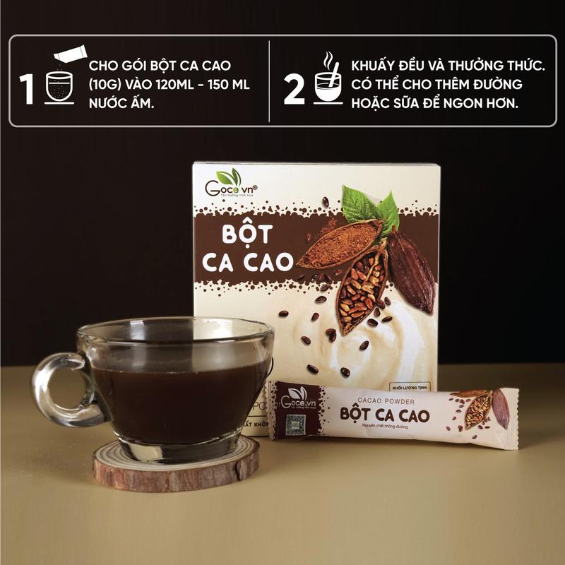 Bột cacao nguyên chất Goce - 150g (15 gói x 10g) ST 1
