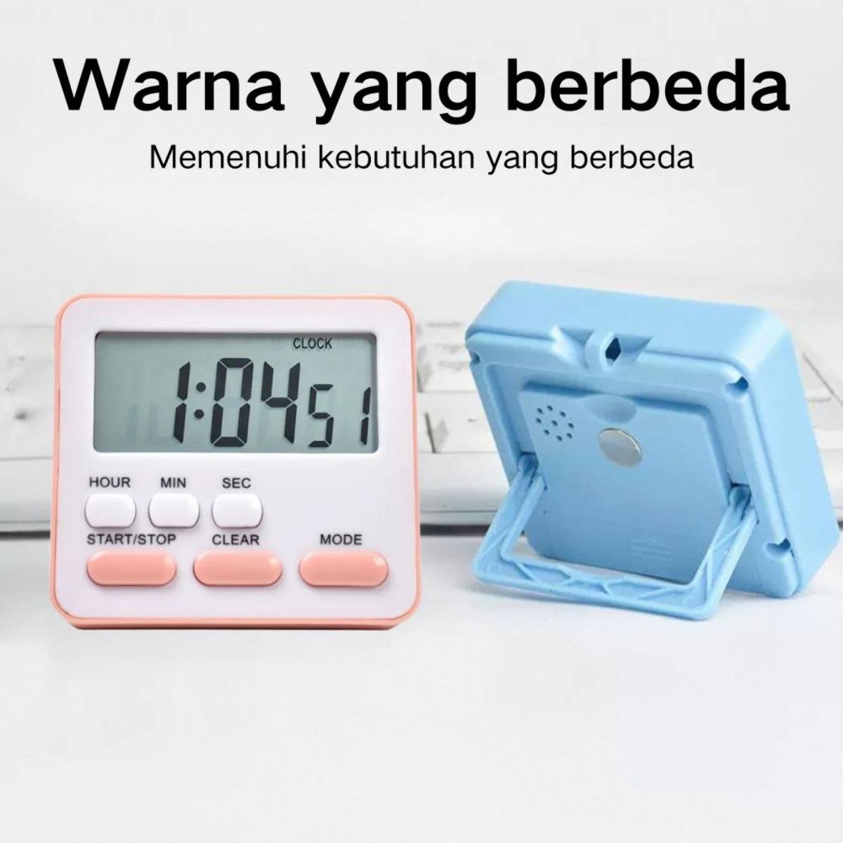 Timer Digital Multifungsi dengan Magnet, Klip & Display Backlight - Stopwatch, Countdown, Alarm, Snooze - Untuk Belajar, Dapur, Olahraga, Travelling