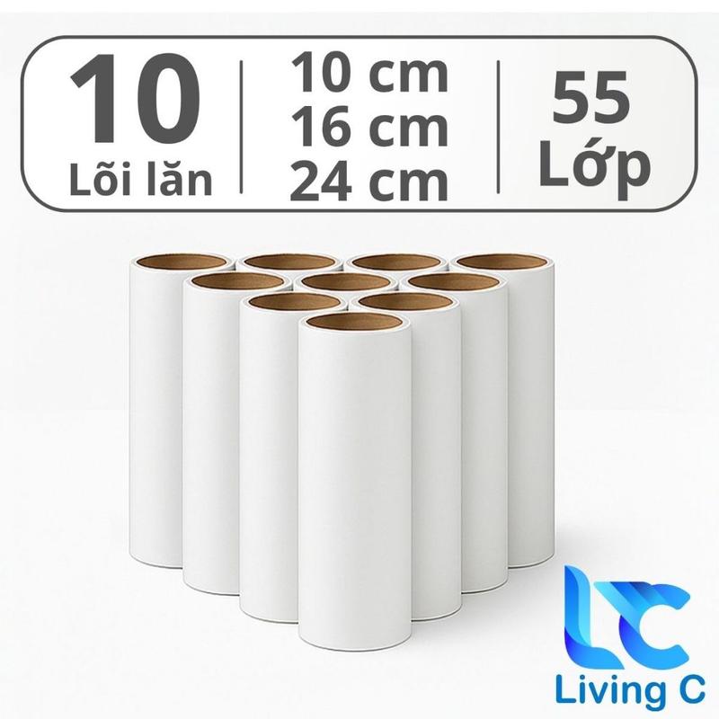Combo 10 Lõi lăn bụi Living C, Size 10cm, 16cm, 24cm , Cuộn Giấy Lăn Bụi Thay…