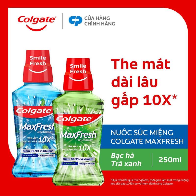 MỚI Nước súc miệng Colgate Maxfresh 250ML chai the mát dài lâu gấp 10X - diệt 99,9% vi khuẩn