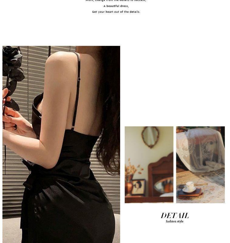 Product Introduction of Women's Nightdress Autumn Winter Sexy Sexy Pure Desire Backless Dress Slip Dress Lace-up Romantic Pajamas Home Wear 15
