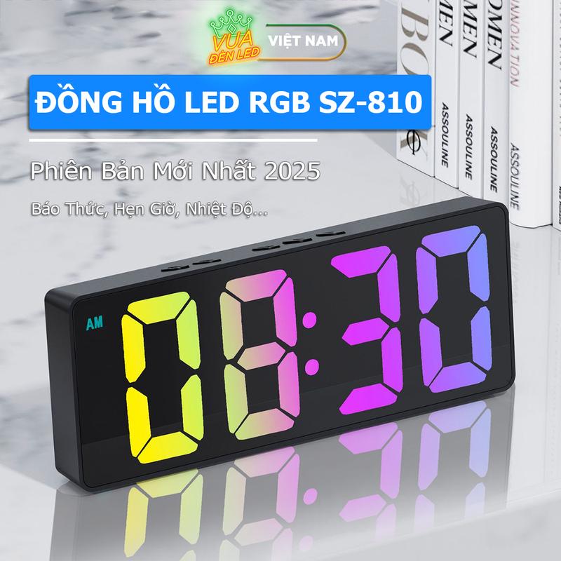 Đồng Hồ Led Ustyle SZ-810 Để Bàn Thông Minh Decor Hiển Thị Thời Gian Nhiệt Độ Báo Thức Màn Gương Dùng Nguồn USB hoặc Pin AA