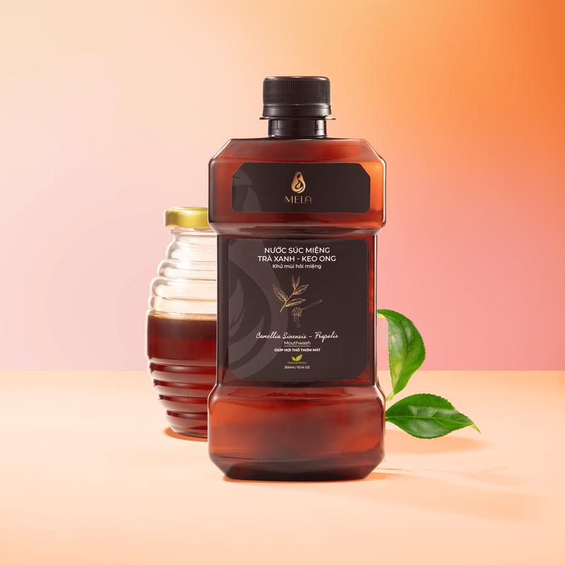 Nước súc miệng trà xanh keo ong Mela – Giúp khử mùi hôi miệng và ngăn ngừa sâu răng, viêm lợi, nhiệt miệng 300ml ML30