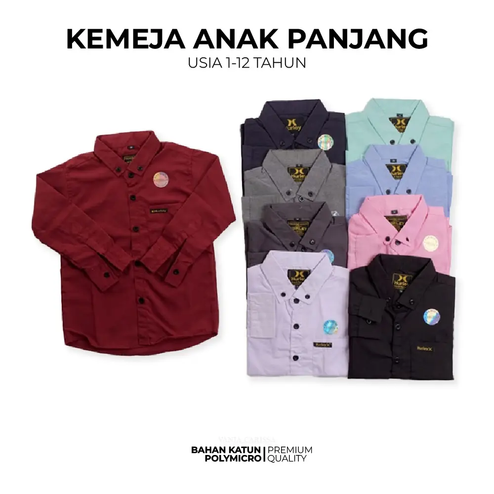 Kemeja Anak Polos Pria dan Wanita Lengkap Terlaris