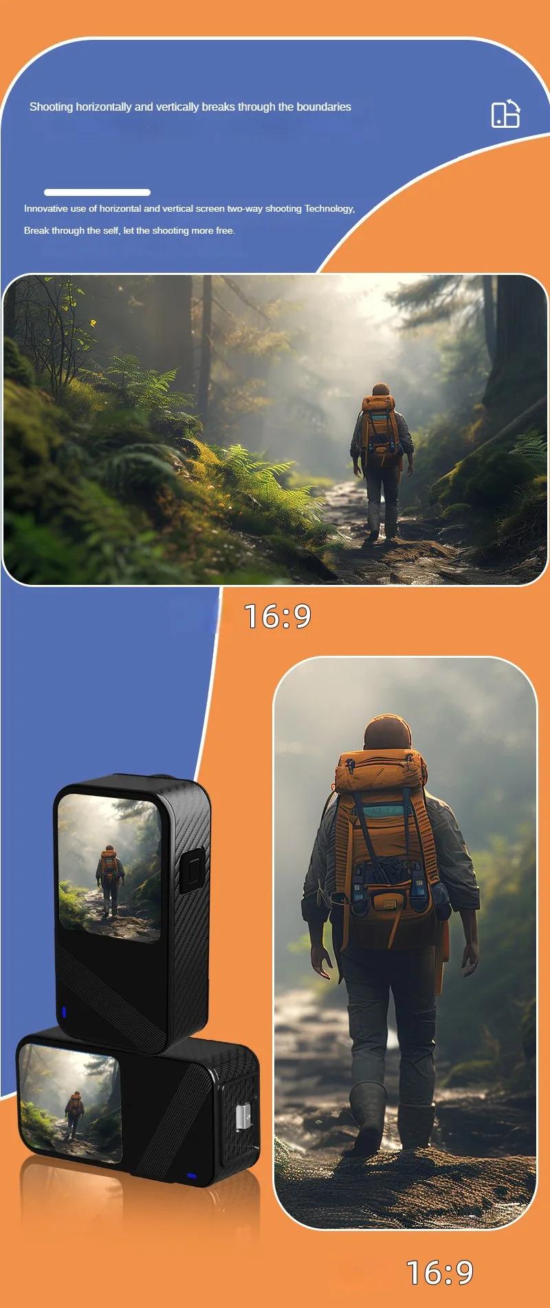 Product Introduction of Kamera Sukan, Badan Kalis Air Baharu, 4K, dengan Ibu Jari, Sesuai untuk Vlog dan Menunggang, Perakam untuk Aktiviti Luar, HD, Anti-Goncang 13