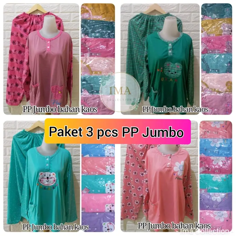 PAKET 3 PCS PP JUMBO / CELANA PANJANG LENGAN PANJANG / PAKET GROSIR MURAH 1