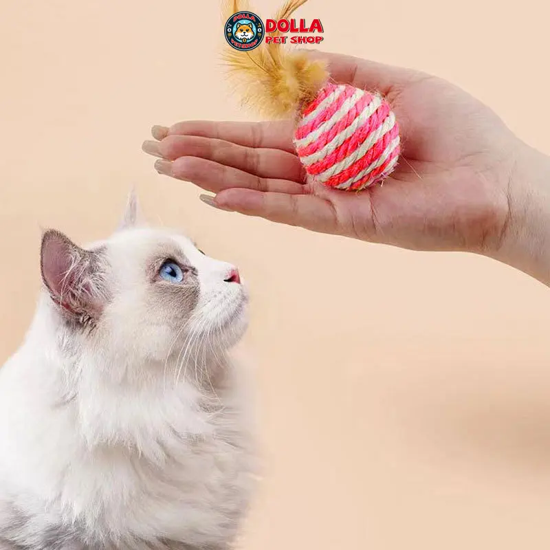 Bóng cói đồ chơi cho mèo - Bóng cói có lông vũ đồ chơi chó mèo 2