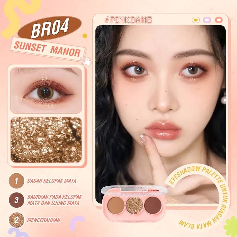 PINKFLASH 3 Pan Eyeshadow Palette / Glitter Palette High Pigmented | original Waterproof Lasting 2