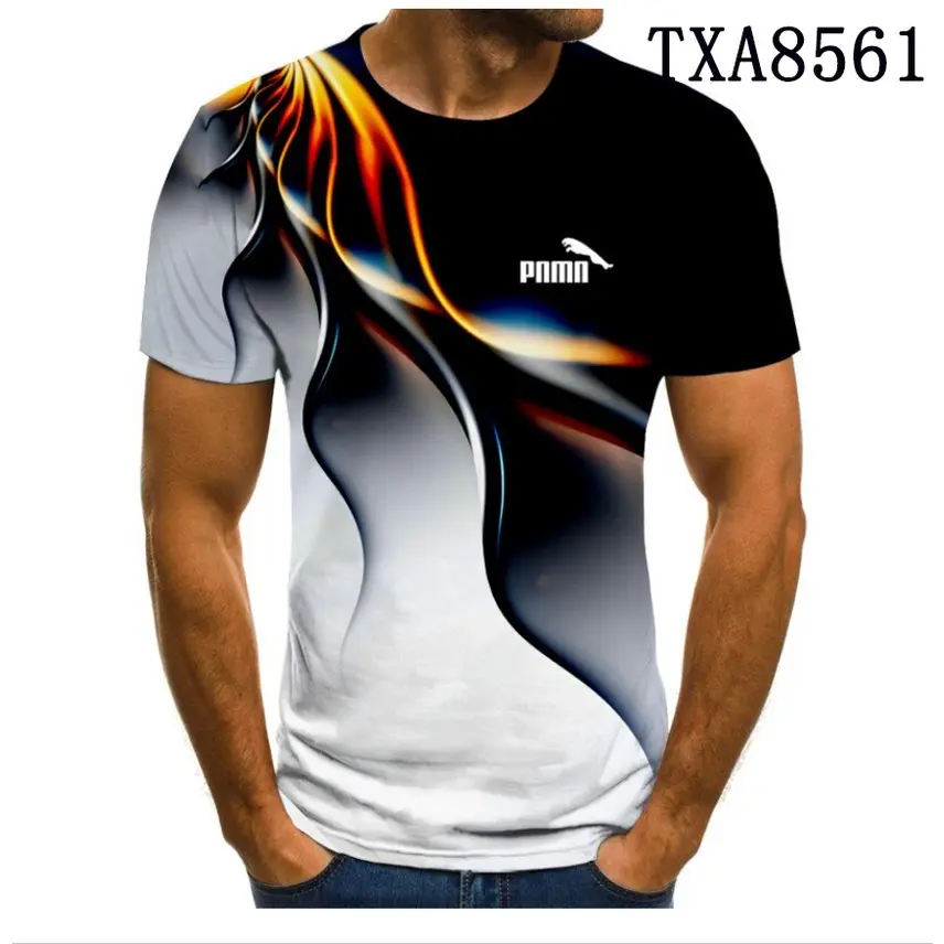3D-printed Pumn color pattern, summer men's 3DT short sleeve shirt, comfortable and breathable