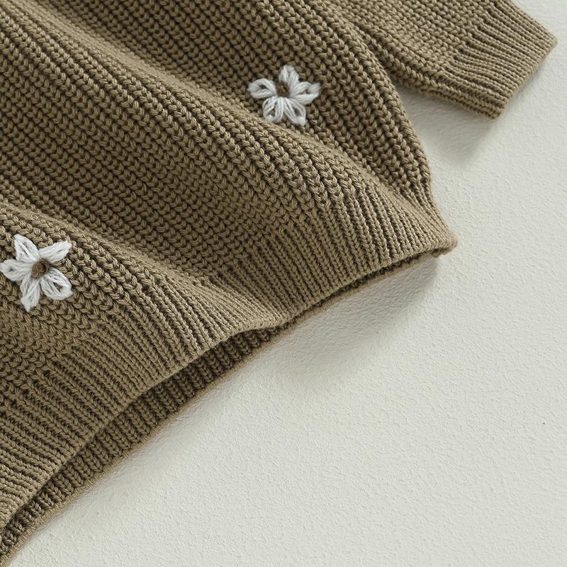 Product Introduction of Baby Girl Sweater, Long Sleeve Crew Neck Flower Winter Warm Knit Pullover Sweater Infant Clothes 48