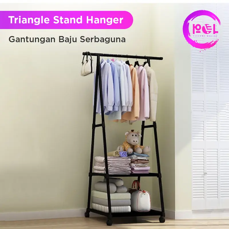 [POL] COD Triangle Stand Hanger | Rak Segitiga Gantungan Baju Serbaguna | Coat Rack | Gantungan Besi Berdiri | Rak Serbaguna Pakaian Penyimpanan 0