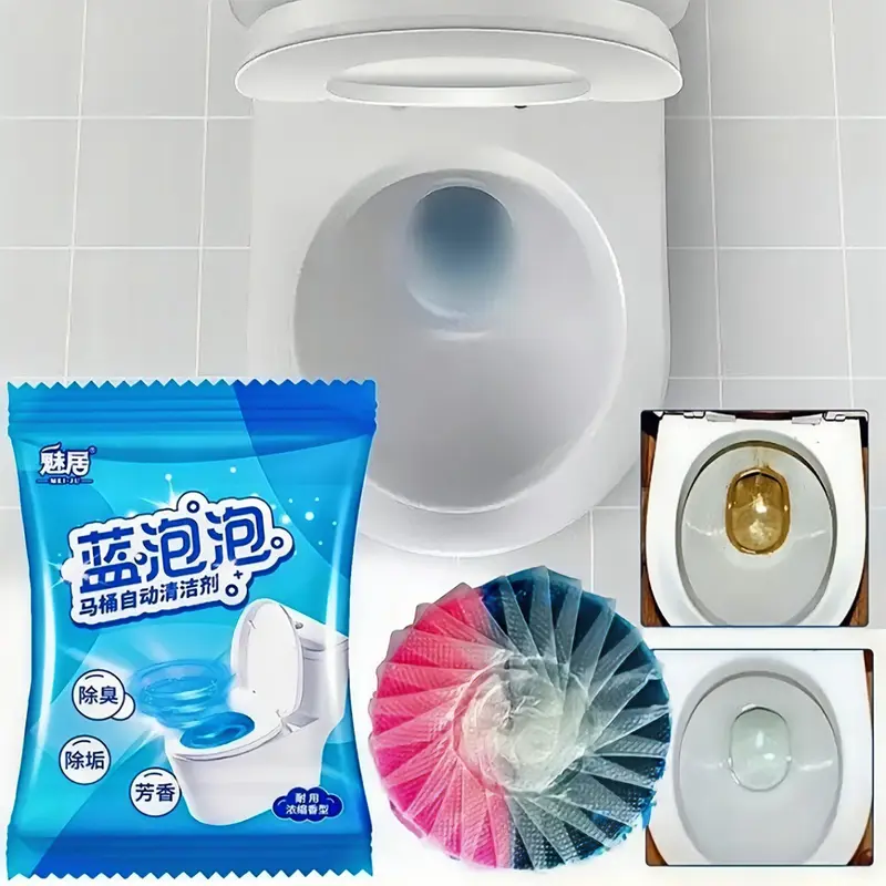 Viên Xả Bồn Cầu Bong Bóng Xanh Biển Hương Thơm Hoa Hồng Hiệu Quả - Giảm Bám Dính Vết Bẩn, Loại Bỏ Mùi Hôi viên 40G Làm Sạch 6