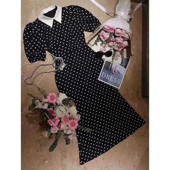 ĐẦM CHẤM BI ĐUÔI CÁ SANG TRỌNG - DDD9037 váy 3