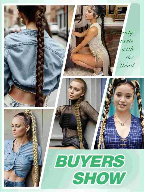34 Inch Long Braided Ponytail Extension, Natural Fluffy Synthetic Hair Extensions with Elastic Hair Tie, Fashionable Hair Accessories for Women & Girls 4