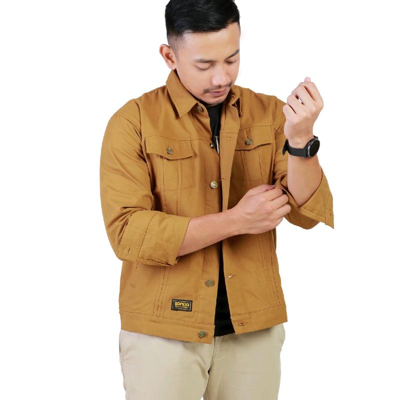 Brada Jaket Trucker Kanvas Pria - Caramel 4