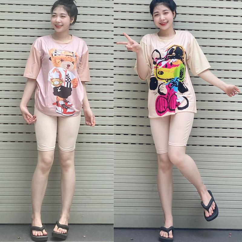 Đồ Bộ Nữ Bigsize Quần Lửng Ngố Hình Hoạt Hình In 3D ESHOP Đồ Mặc Nhà Quần Thun Gân Legging Có Túi Dễ Thương