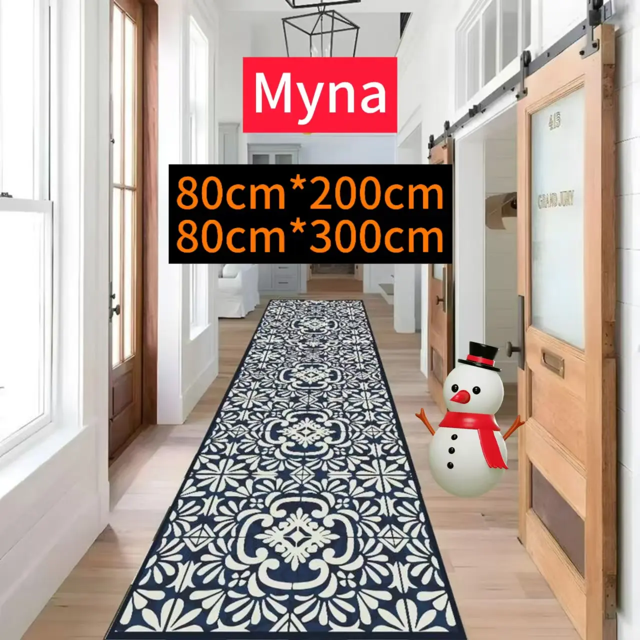 [Myna] 2024 latest design 3 meters long carpet for dining room floor mats kitchen 40 pattern soft cloth carpet runner long hallway kitchen floor mats long absorbent bath mat floor mat carpet antislip floor space nordic style guest Crystal Fabric