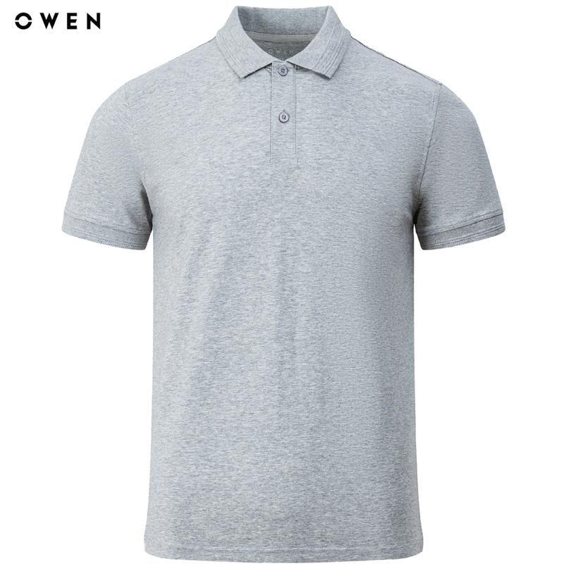 Áo polo nam Owen màu xám melange nhạt APV231360 chất vải cotton cao cấp co giãn 4 chiều form bodyfit Menswear Top Có Cổ Ngắn Tay áopolo nam