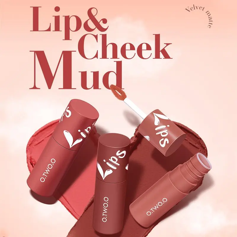 O.TWO.O Lip Mud Matte Lipstick Air Velvet Lip Glaze Long Lasting Lip Gloss 3