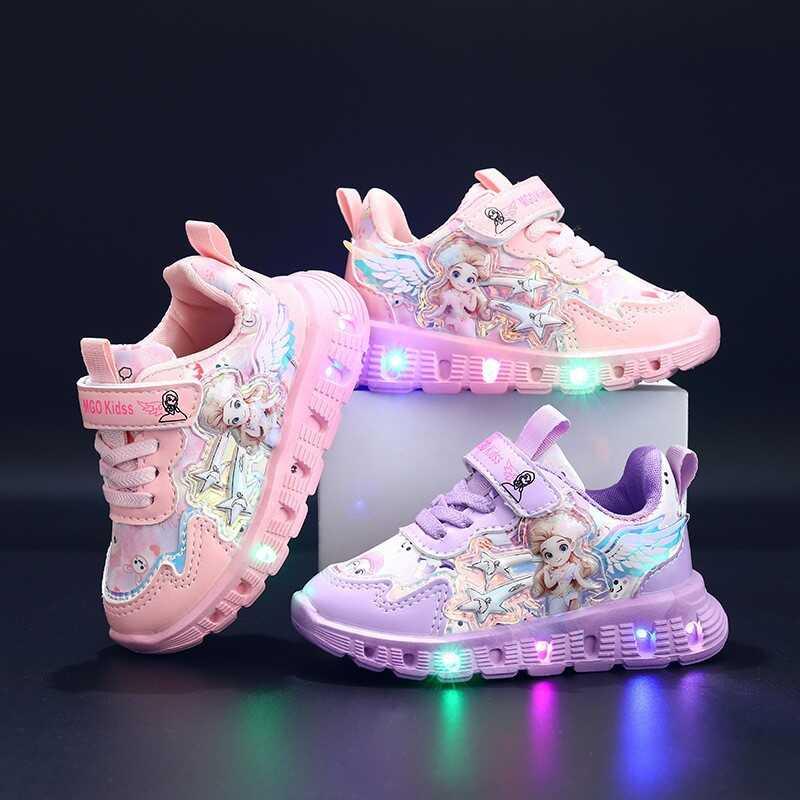Product Introduction of Light Up Spring and Autumn New Single Girls' Sports Baby Casual Little Girls Lightweight Princess Shoes 0