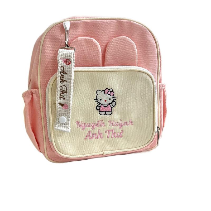 Balo Tai thỏ thêu tên sz 24x28 tặng kèm móc thêu tên cho bé đi chơi đi học đi du lịch siêu tiện lợi cho các bé