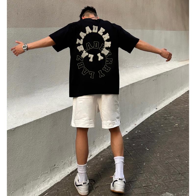 Áo Thun Nam 100% Cotton, Hợp Thời Trang, Hàng Có Sẵn, Đường Phố, Niche, Vòng Tròn, Chữ lồng, In, Mùa Hè, Ins Trung Quốc, Hợp Thời Trang Mỹ, Cổ Điển, Cổ Thuyền Rộng, Tay Ngắn