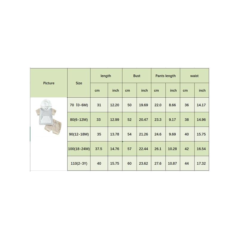 Product Introduction of Toddler Baby 2Pcs Summer Outfits, Short Sleeve Waffle Knit Pocket Hoodie + Shorts Set 0
