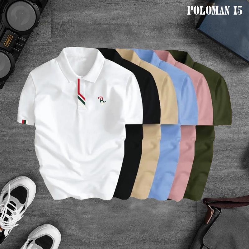  Áo Polo Poloman 15 năng động co dãn 4 chiều tay ngắn có cổ sang trọng thanh lịch Menswear Ngắn Tay Shirt Cộc Tay Thun 