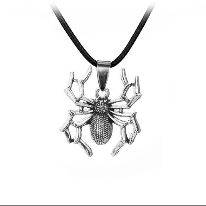 (KL80) KALUNG TALI HITAM LIONTIN LABA LABA KOREAN STYLE ANIMAL NECKLACE-CJR TITANIUM 4