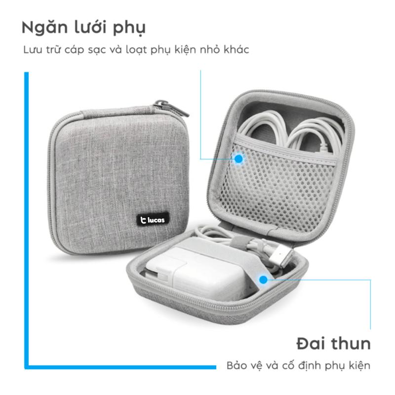 Hộp Đựng Cáp, Sạc Macbook Lucas Chống Sốc, Chống Nước Phụ Kiện