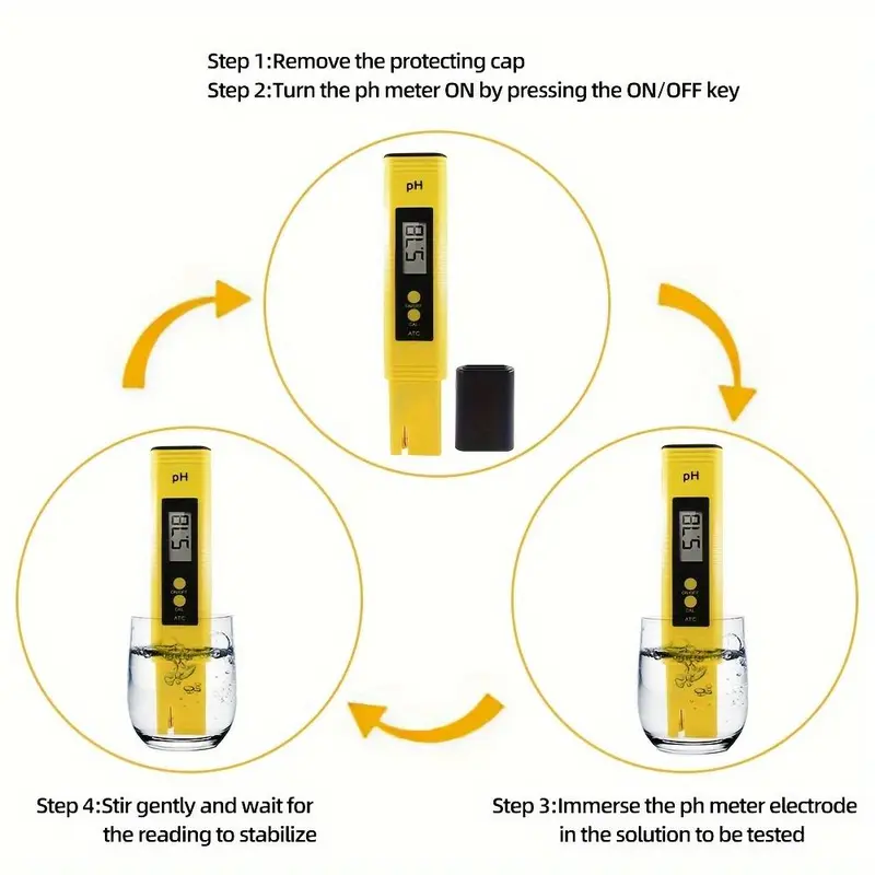 Batteries Powered PH Meter, Digital PH Tester Pen, High Accuracy Pocket Size 0-14 PH Meter for Household Drinking, Pool, Aquarium 4