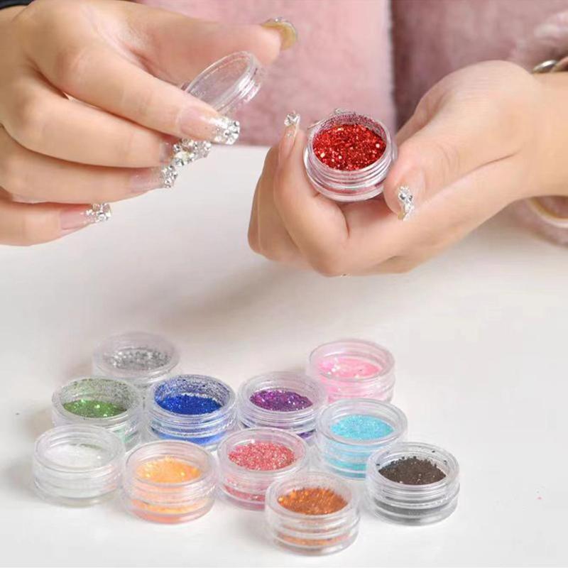Product Introduction of Professional Acrylic Nail Set, 12 Glitter Acrylic Powder & Nail Art Tips & Nail Art Decoration & Accessories, DIY Nail Art Tools, Nail Supplies for Beginners 3
