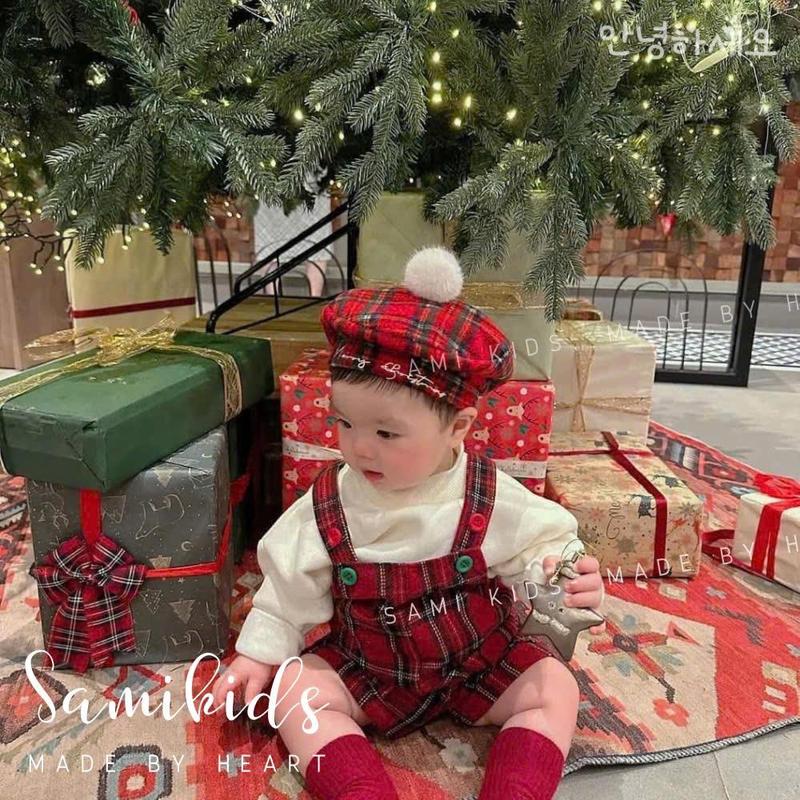  yếm kẻ đỏ noel cho bé 5-13kg WB123C 