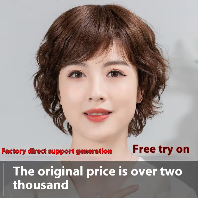 100% Human Hair Wigs For Women Short Wig Hair Modern Style Full Machine Wig Fashion Type For Female Gift For Mother