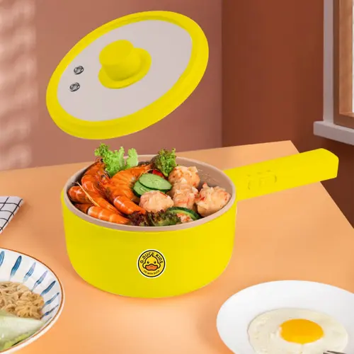 Nồi lẩu điện mini đa chức năng, nấu mì 2 tầng kèm giá hấp đa nang nướng, luộc, chiên chống dính vân đá tiện lợi Nồi Điện