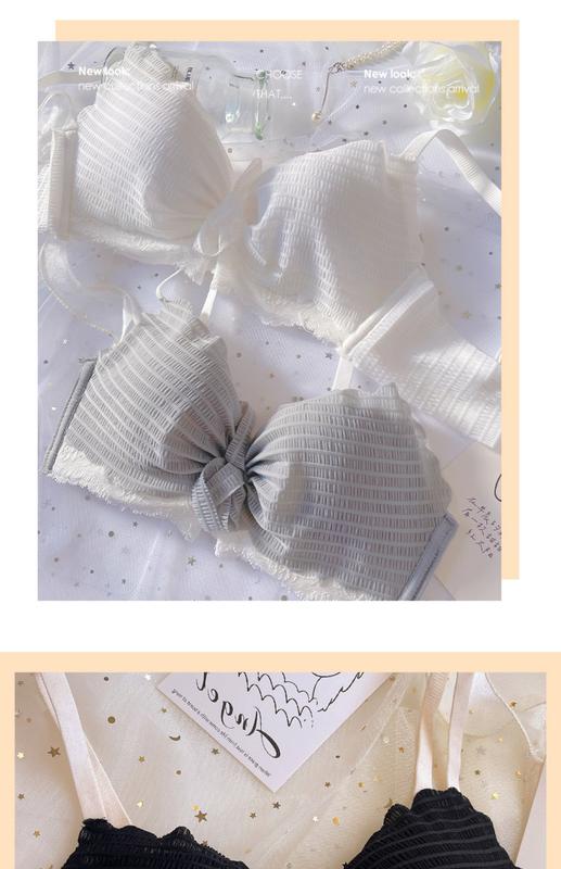 Product Introduction of Fairy Floating Small Chest Push up Breast Holding Anti-Sag Bra Wireless Student Girl Lace Underwear Set 19